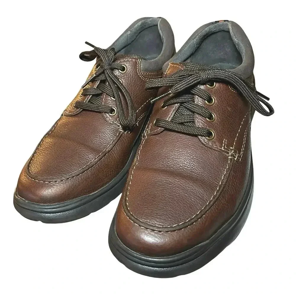 Clark’s Men’s Bradley Vibe Tan Tumbled Leather Shoes Brown Size 10